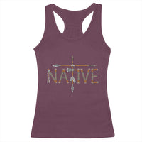Western Style Tribal Feather Racerback Tank Top Vintage Boho Graphic
