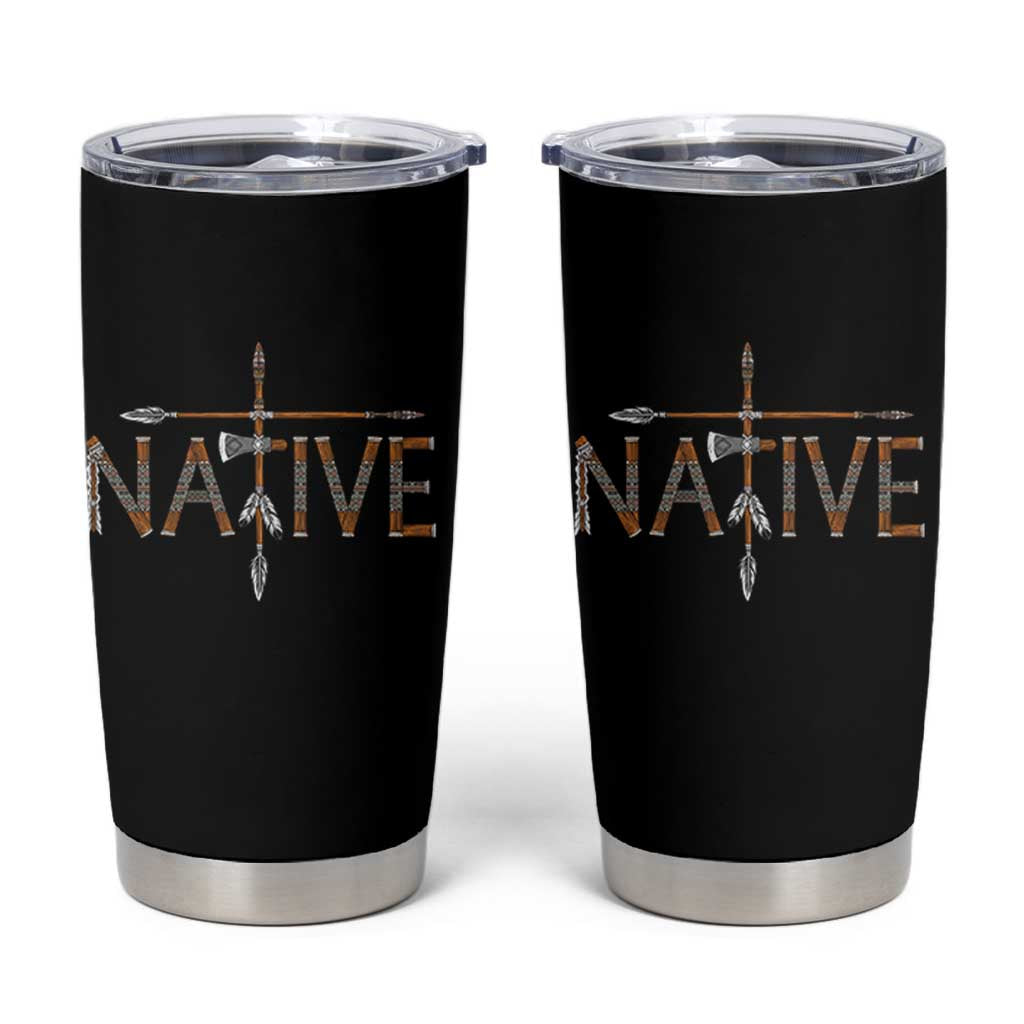 Western Style Tribal Feather Tumbler Cup Vintage Boho Graphic