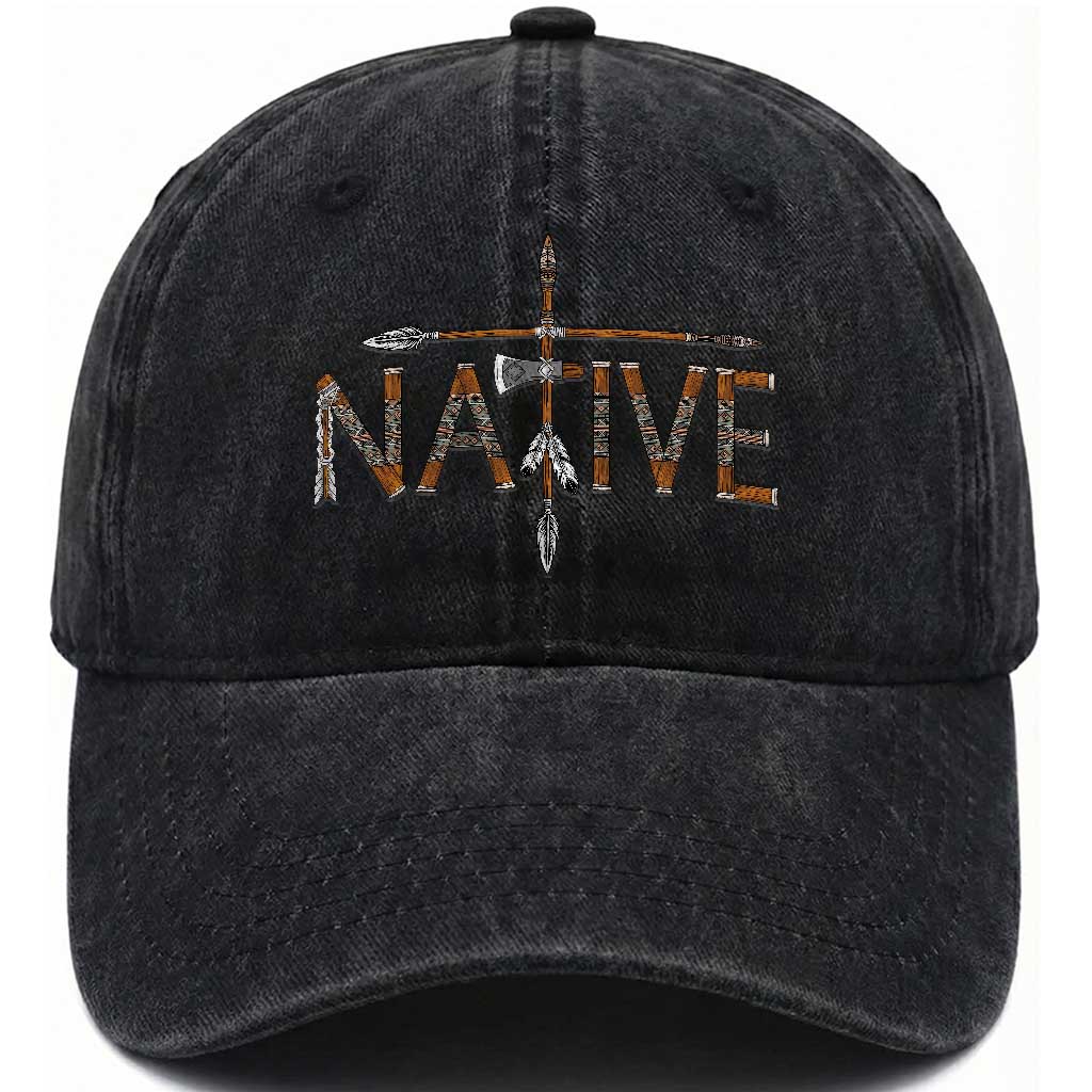 Western Style Tribal Feather Washed Cotton Baseball Cap Vintage Boho Graphic