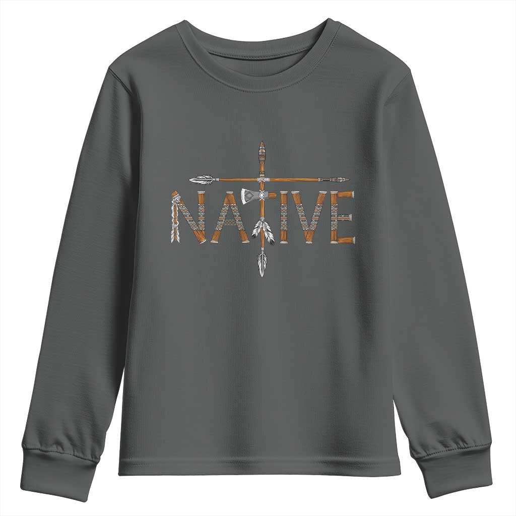 Western Style Tribal Feather Youth Sweatshirt Vintage Boho Graphic