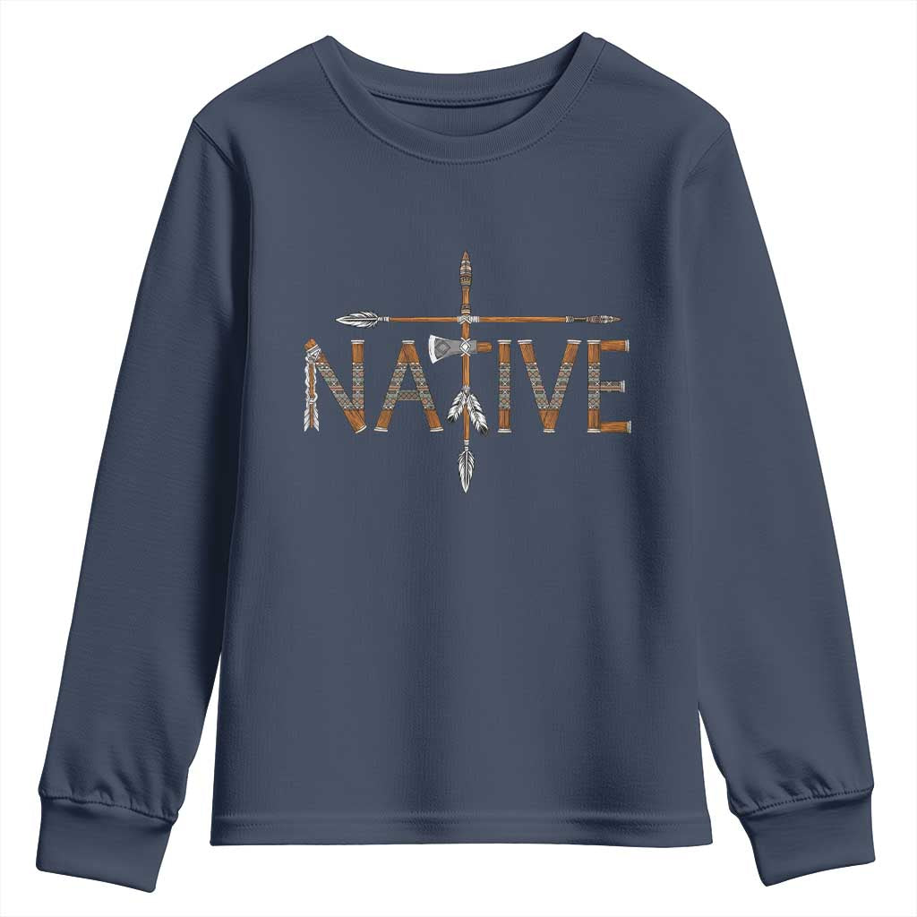 Western Style Tribal Feather Youth Sweatshirt Vintage Boho Graphic