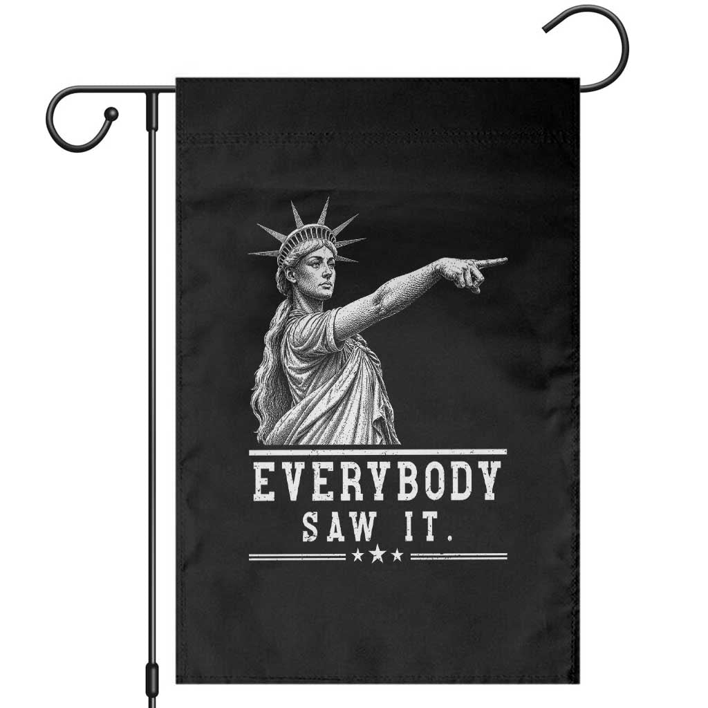 Liberty Has Spoken Everybody Saw It Garden Flag Funny Pointing Statue Basketball Parody