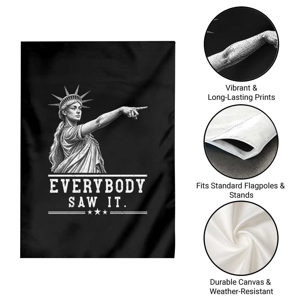 Liberty Has Spoken Everybody Saw It Garden Flag Funny Pointing Statue Basketball Parody