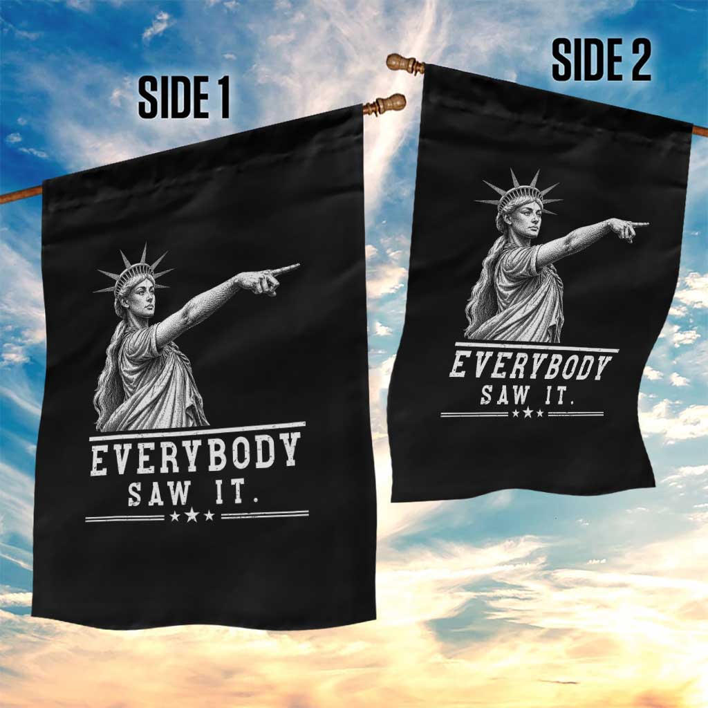 Liberty Has Spoken Everybody Saw It Garden Flag Funny Pointing Statue Basketball Parody
