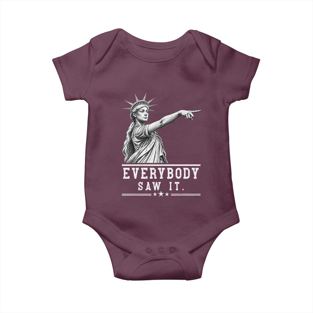 Liberty Has Spoken Everybody Saw It Baby Onesie Funny Pointing Statue Basketball Parody