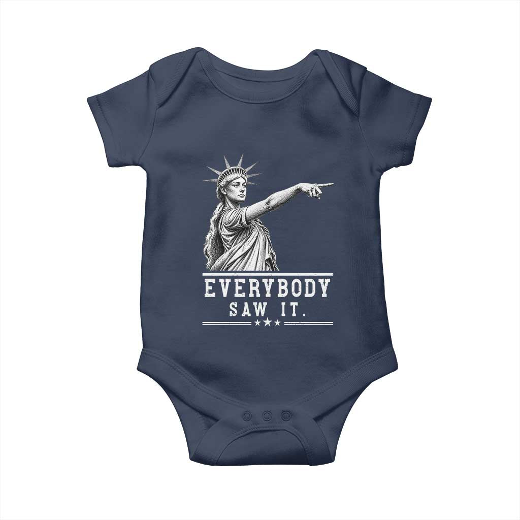 Liberty Has Spoken Everybody Saw It Baby Onesie Funny Pointing Statue Basketball Parody