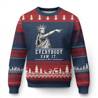 Liberty Has Spoken Everybody Saw It Ugly Christmas Sweater Funny Pointing Statue Basketball Parody
