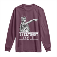 Liberty Has Spoken Everybody Saw It Long Sleeve Shirt Funny Pointing Statue Basketball Parody