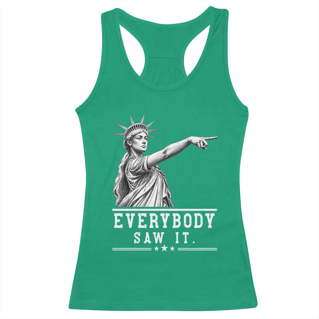 Liberty Has Spoken Everybody Saw It Racerback Tank Top Funny Pointing Statue Basketball Parody