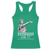 Liberty Has Spoken Everybody Saw It Racerback Tank Top Funny Pointing Statue Basketball Parody