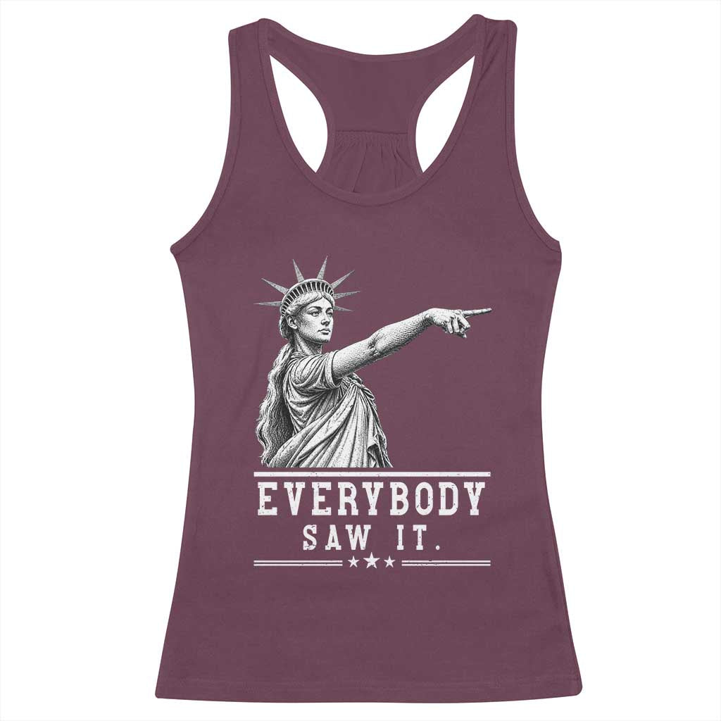 Liberty Has Spoken Everybody Saw It Racerback Tank Top Funny Pointing Statue Basketball Parody