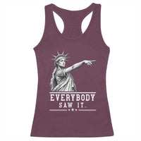 Liberty Has Spoken Everybody Saw It Racerback Tank Top Funny Pointing Statue Basketball Parody