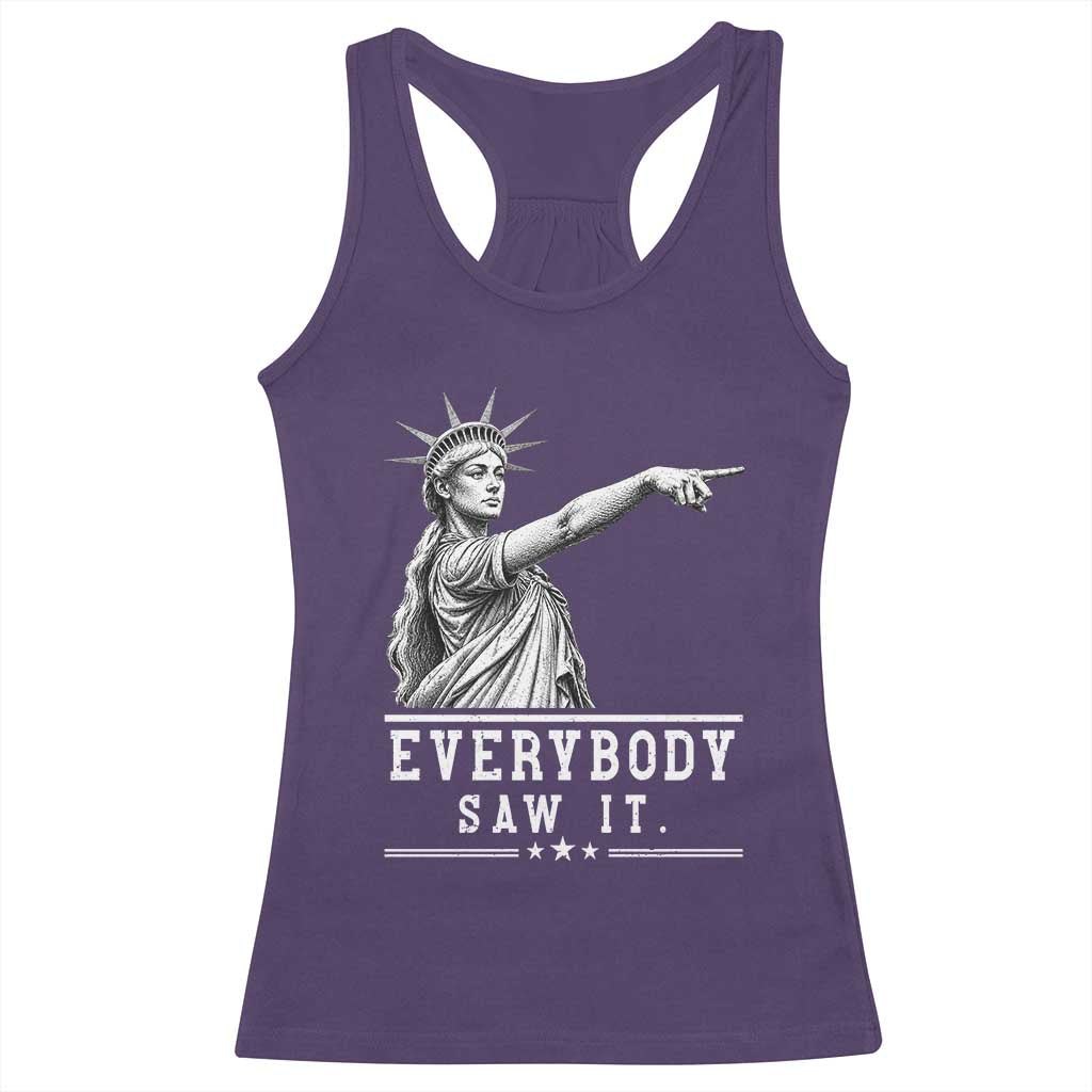 Liberty Has Spoken Everybody Saw It Racerback Tank Top Funny Pointing Statue Basketball Parody