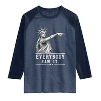 Liberty Has Spoken Everybody Saw It Raglan Shirt Funny Pointing Statue Basketball Parody