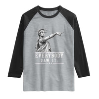 Liberty Has Spoken Everybody Saw It Raglan Shirt Funny Pointing Statue Basketball Parody