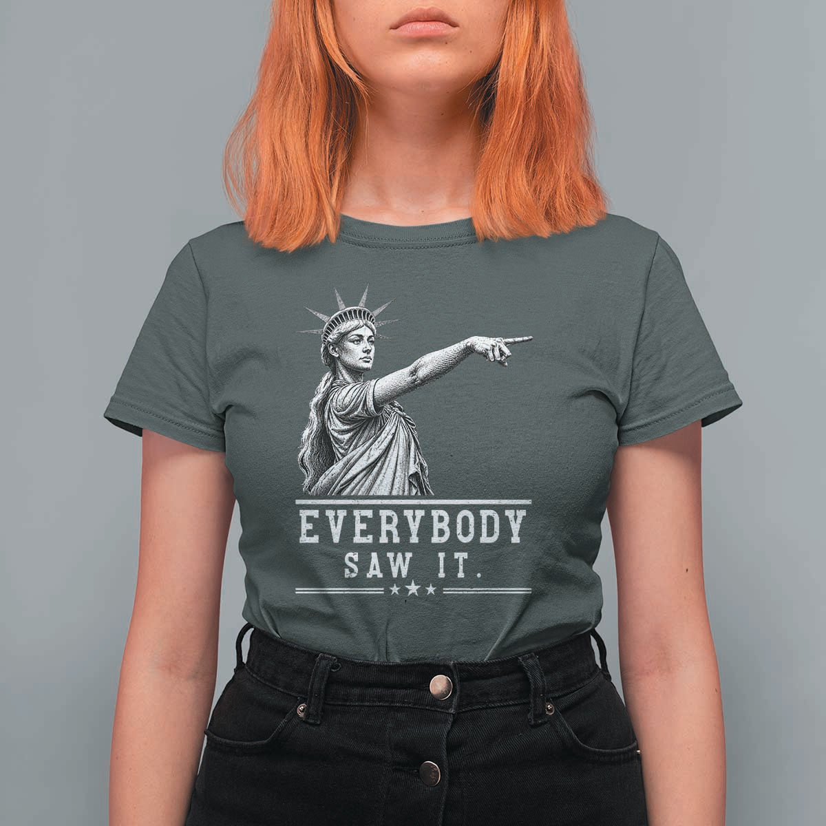 Liberty Has Spoken Everybody Saw It T Shirt For Women Funny Pointing Statue Basketball Parody