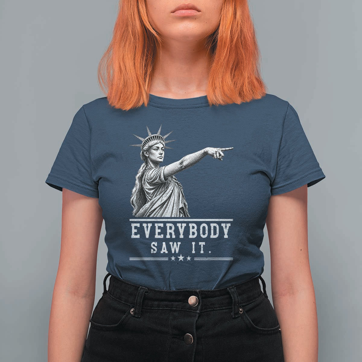 Liberty Has Spoken Everybody Saw It T Shirt For Women Funny Pointing Statue Basketball Parody