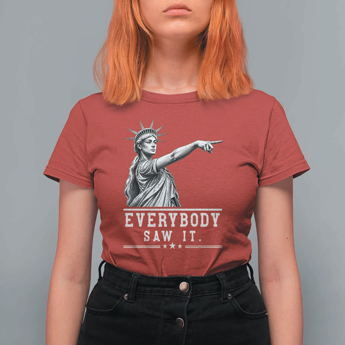 Liberty Has Spoken Everybody Saw It T Shirt For Women Funny Pointing Statue Basketball Parody