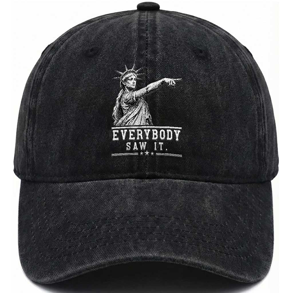 Liberty Has Spoken Everybody Saw It Washed Cotton Baseball Cap Funny Pointing Statue Basketball Parody