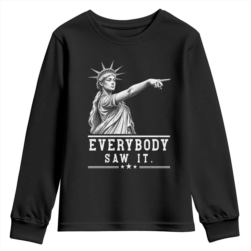 Liberty Has Spoken Everybody Saw It Youth Sweatshirt Funny Pointing Statue Basketball Parody