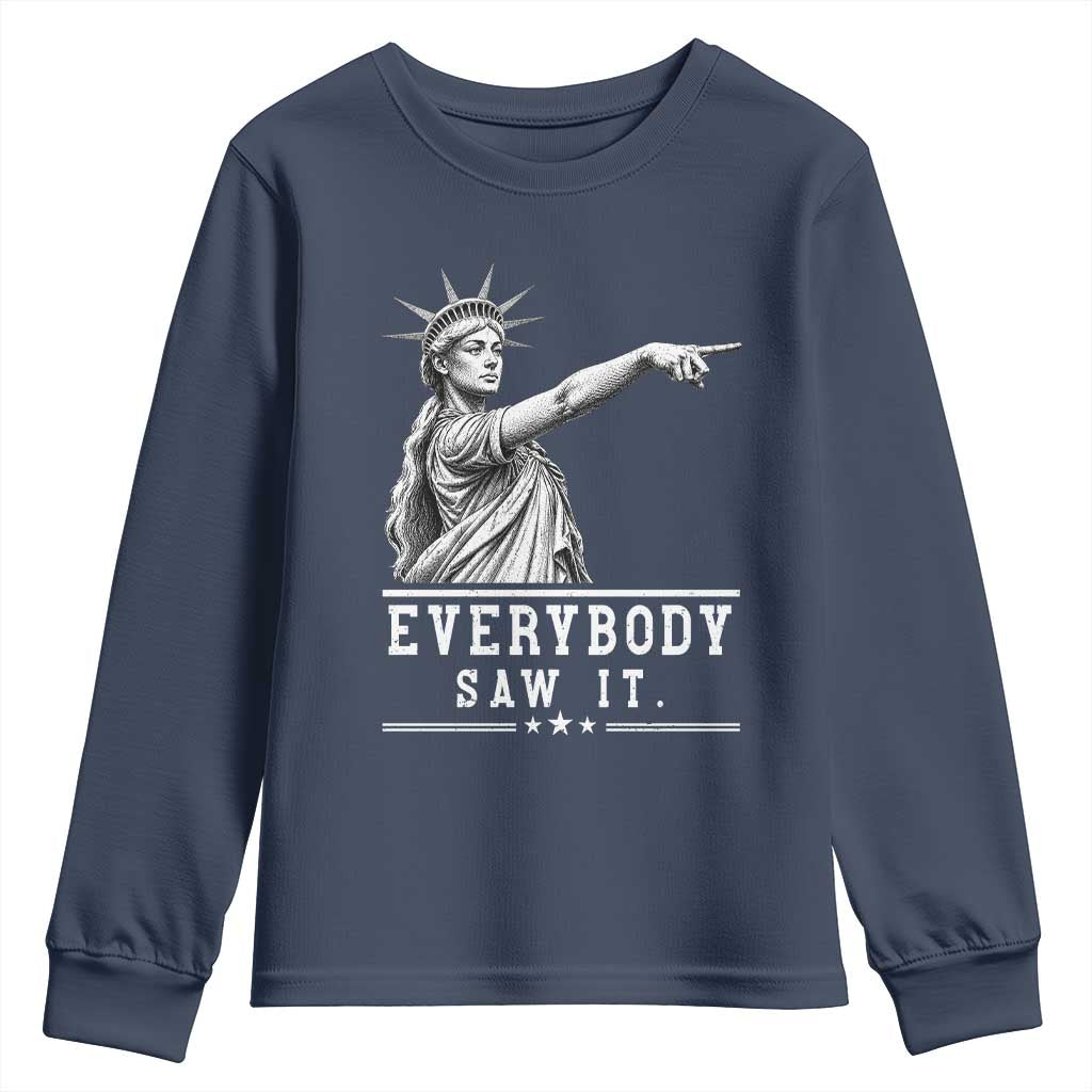 Liberty Has Spoken Everybody Saw It Youth Sweatshirt Funny Pointing Statue Basketball Parody