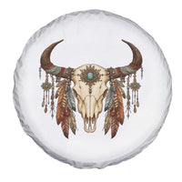 Vintage Southwestern Cow Skull Spare Tire Cover Boho Feather Western Graphic