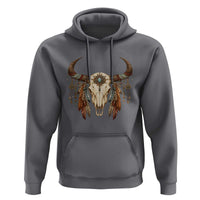 Vintage Southwestern Cow Skull Hoodie Boho Feather Western Graphic