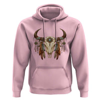 Vintage Southwestern Cow Skull Hoodie Boho Feather Western Graphic