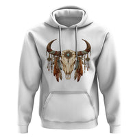 Vintage Southwestern Cow Skull Hoodie Boho Feather Western Graphic