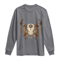 Vintage Southwestern Cow Skull Long Sleeve Shirt Boho Feather Western Graphic