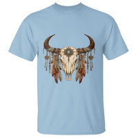 Vintage Southwestern Cow Skull T Shirt Boho Feather Western Graphic
