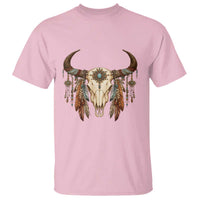 Vintage Southwestern Cow Skull T Shirt Boho Feather Western Graphic