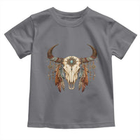 Vintage Southwestern Cow Skull Toddler T Shirt Boho Feather Western Graphic