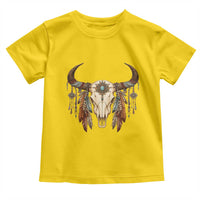 Vintage Southwestern Cow Skull Toddler T Shirt Boho Feather Western Graphic