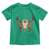 Vintage Southwestern Cow Skull Toddler T Shirt Boho Feather Western Graphic