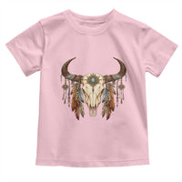 Vintage Southwestern Cow Skull Toddler T Shirt Boho Feather Western Graphic