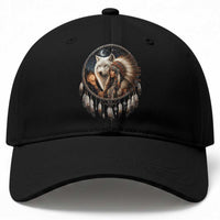 Vintage Native American Woman With White Wolf Graphic Baseball Cap
