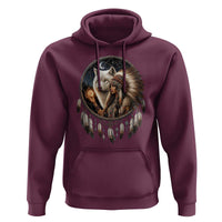 Vintage Native American Woman With White Wolf Graphic Hoodie