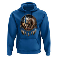 Vintage Native American Woman With White Wolf Graphic Hoodie