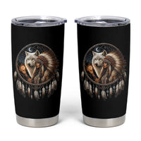 Vintage Native American Woman With White Wolf Graphic Tumbler Cup