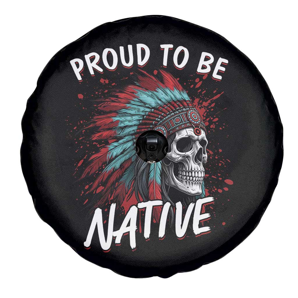 Proud To Be Native Spare Tire Cover Native American Skull Headdress Graphic
