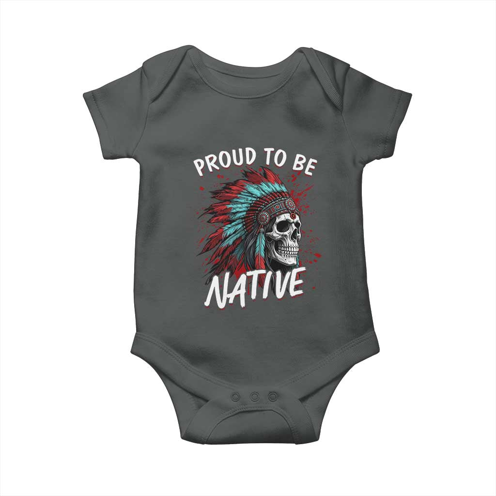 Proud To Be Native Baby Onesie Native American Skull Headdress Graphic