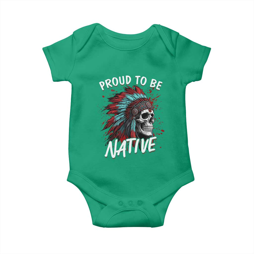 Proud To Be Native Baby Onesie Native American Skull Headdress Graphic