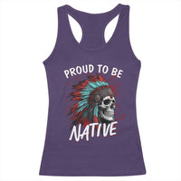 Proud To Be Native Racerback Tank Top Native American Skull Headdress Graphic