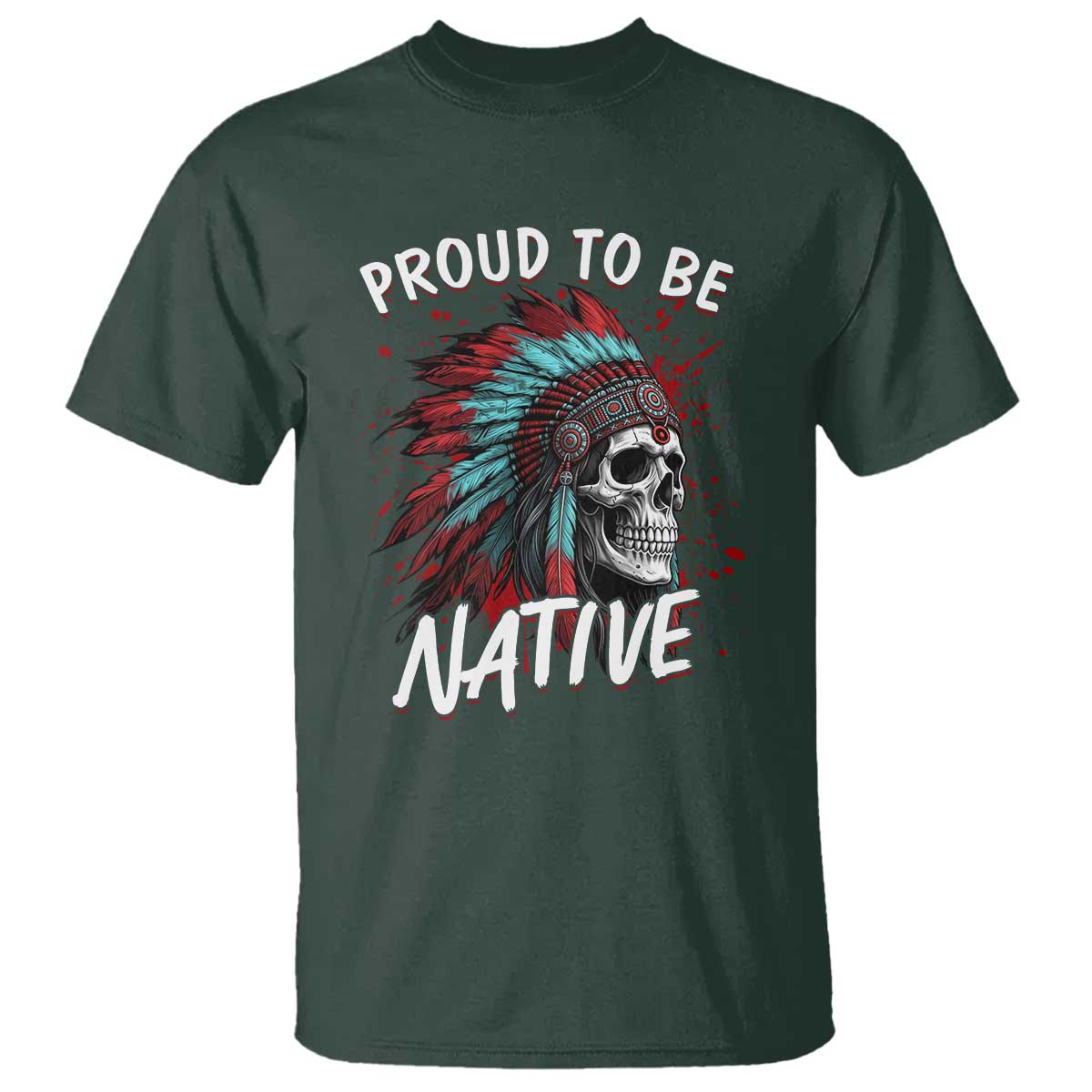 Proud To Be Native T Shirt Native American Skull Headdress Graphic