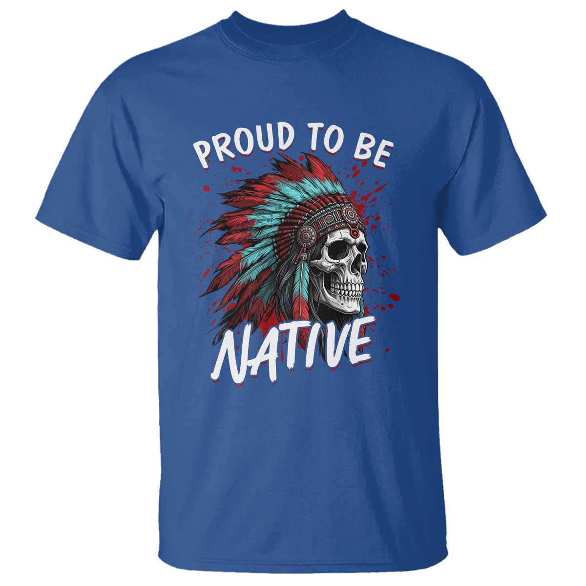 Proud To Be Native T Shirt Native American Skull Headdress Graphic