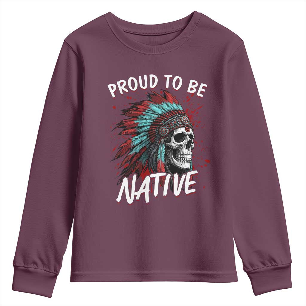 Proud To Be Native Youth Sweatshirt Native American Skull Headdress Graphic