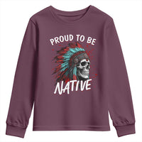 Proud To Be Native Youth Sweatshirt Native American Skull Headdress Graphic