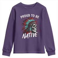 Proud To Be Native Youth Sweatshirt Native American Skull Headdress Graphic