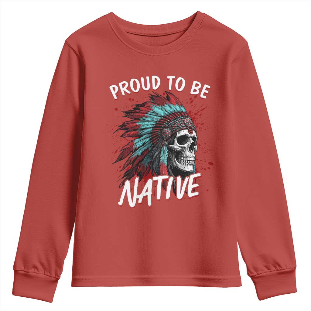 Proud To Be Native Youth Sweatshirt Native American Skull Headdress Graphic